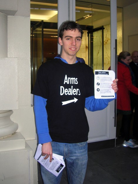 Student leaflets outside Lockheed Martin